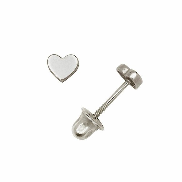 14K Solid Gold Tiny 4mm Heart Stud Love Screw Back Earrings Mini Heart Studs - Picture 4 of 4